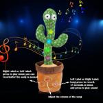 Dancing Cactus Toy Repeat Talking USB Charging Can Sing Record Cactus Bailarín Dansant Kids Education Toys Birthday Present